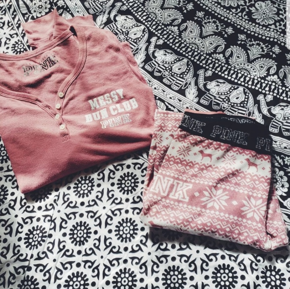 VS Pink Holiday Thermal Pajamas